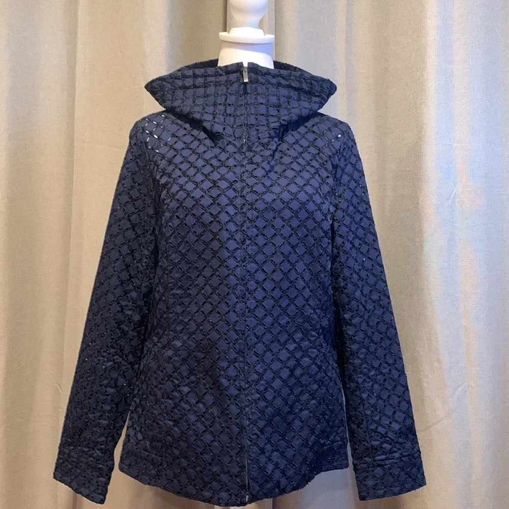NWOT - Coldwater Creek Blue Full Zip Eyelet Jacket Size 12